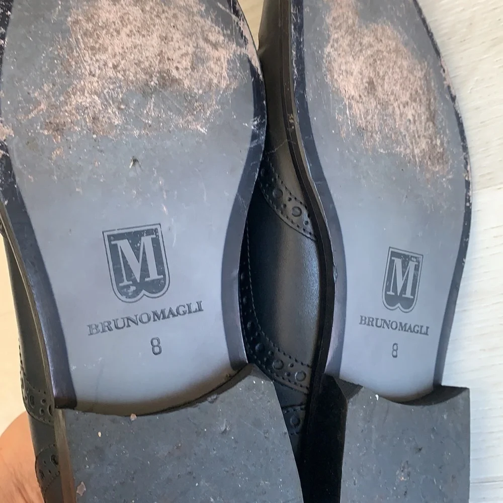 Bruno Magli Black‎ Wingtip Alvar Shoes leather